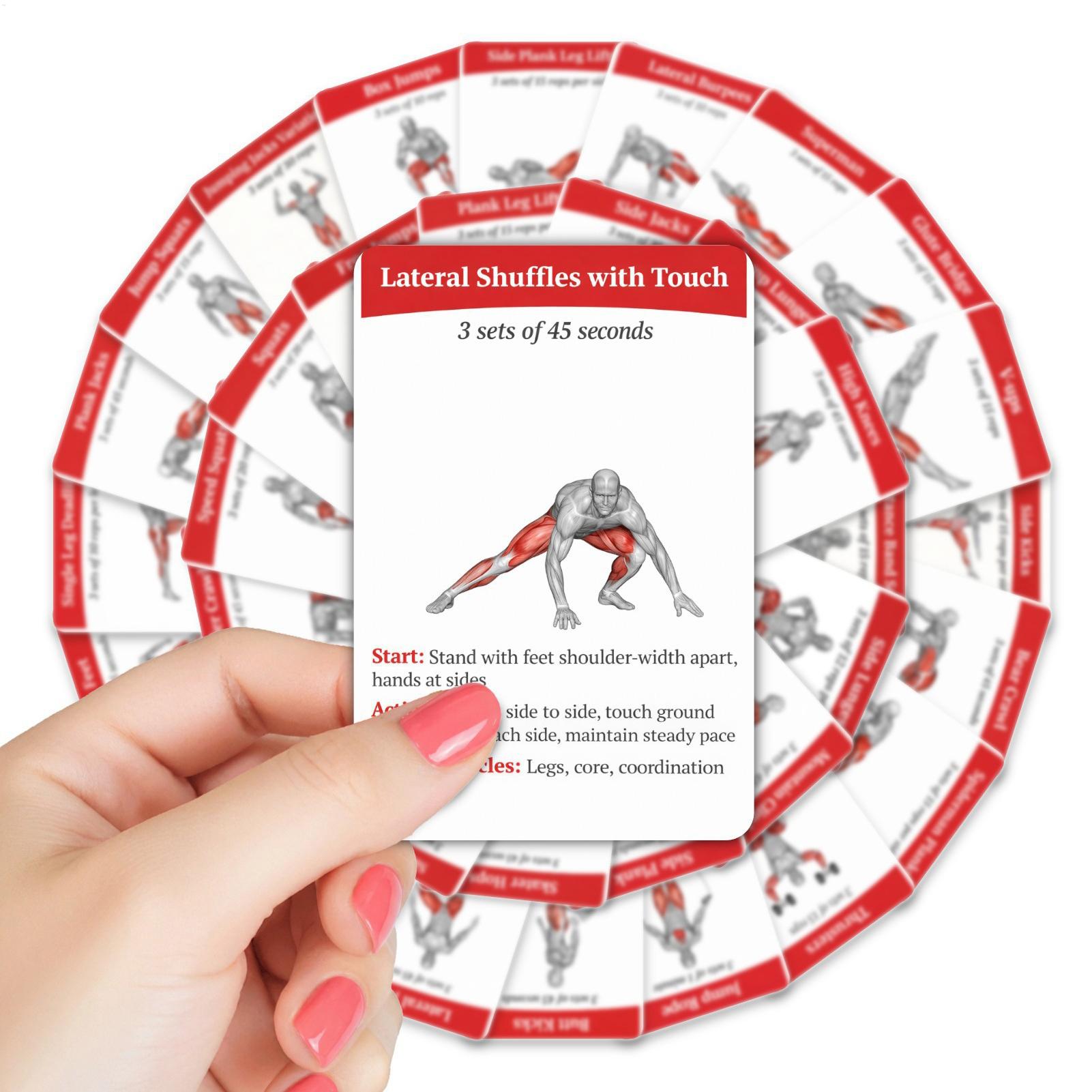 Home Gym Equipment Set - Cartes d'entraînement, jeu de 36 cartes,